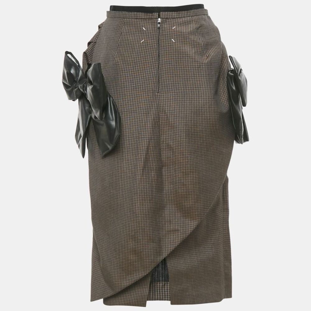 Maison Martin Margiela Brown Printed Linen & Mohair Exaggerated Bow Skirt L - Picture 3 of 6